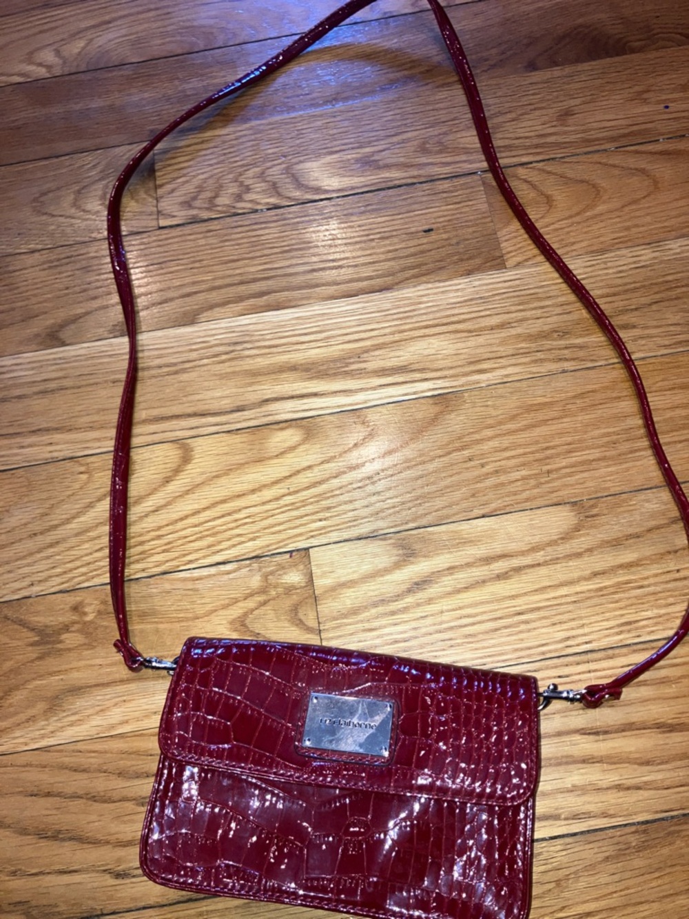Liz Claiborne VINTAGE Crossbody Wallet Embossed Faux Crocodile